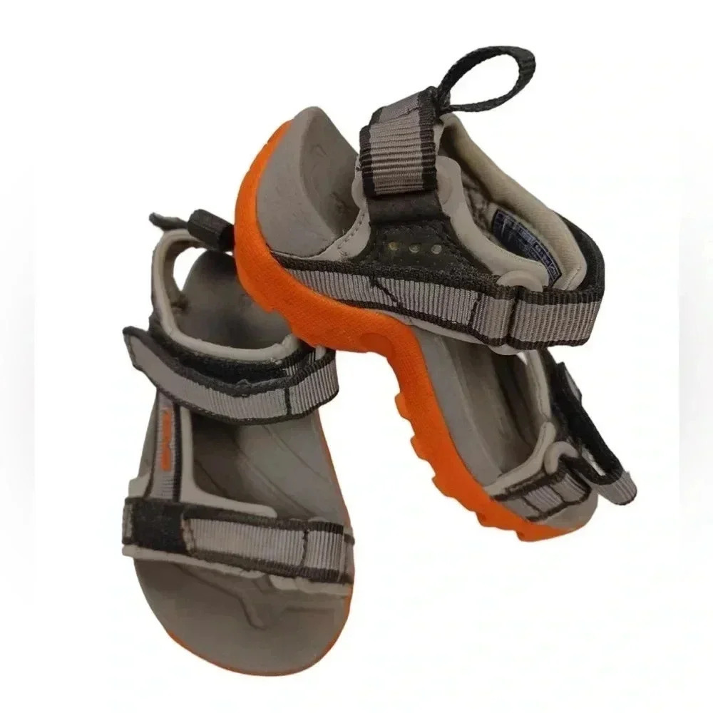 Teva Velcro Open Toes Black Grey Orange Sandals Size 8